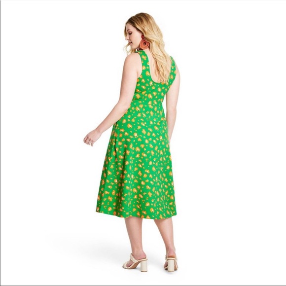 NWT Tabitha Brown x Target Leopard Print Knit Midi Dress Green/Orange - Picture 4 of 6